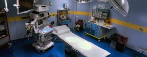 surgical table in the room